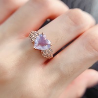 Factory Wholesale Hot Sale Luxury 925 Sterling Silver Gold Plated Natural Lavender Ring Women's Wedding Anniversary Party Gift
