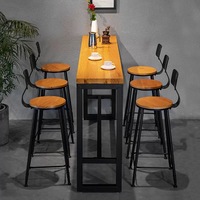 Comptoir de bar en bois massif moderne Table et chaise combinaison bar Restaurant Meubles comptoir de bar Table tabouret haut Utilisation commerciale