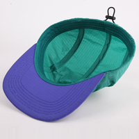 Casquette de camping 5 panneaux en nylon Ripstop avec logo personnalisé, casquette de sport d'extérieur à visière plate contrastante, casquette de vélo, vente en gros