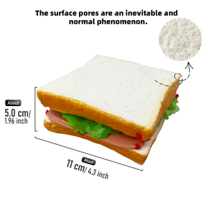Modèle de sandwich carré en plastique écologique, imitation pain grillé avec bacon, jambon et laitue - Product Image 6