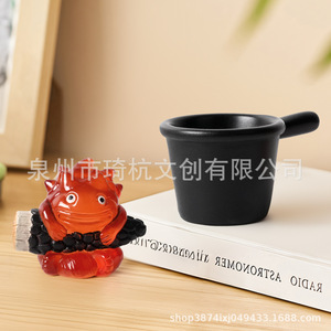 Calcifer <b>Night</b> <b>Light</b> Resin Craft Desktop Ornament <b>Led</b> Warm White <b>Light</b> Tap Control Battery Powered - Product Image 4