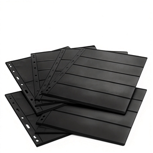 Páginas Interiores para Álbum Filatélico de PVC Universal de 9 Agujeros, Hojas Sueltas, Fondo Negro, Doble Cara, 1-7 Filas, Impermeables, Portátiles, para Sellos - Product Image 1