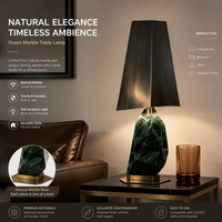 Lampe de table en marbre vert avec abat-jour en métal, lampe de bureau LED pour hôtel, chambre à coucher, salon, éclairage d'intérieur