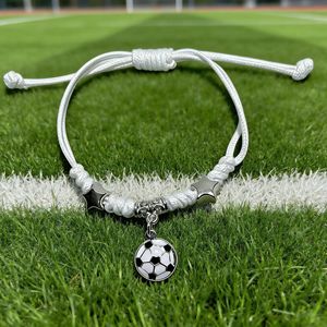 sports match giveaway gift <b>bracelet</b> Basketball Soccer <b>Ball</b> Charm Braided Beaded Adjustable Wristband - Product Image 6