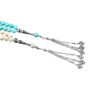 Perline del <span class=keywords><strong>rosario</strong></span> musulmano fatte a mano 33 turchese Misbaha <span class=keywords><strong>rosario</strong></span> musulmano regalo pietra preziosa 10mm Tasbih gioielli islamici all'ingrosso - Product Image 5