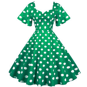 Robe à pois pour femmes 2021 Robe élégante pour femmes Mode Soirée <span class=keywords><strong>Pin</strong></span>-<span class=keywords><strong>up</strong></span> Années 1950 Robe rétro Swing Vintage - Product Image 3