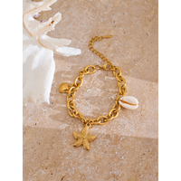 JINYOU 4282 acier inoxydable 18K or PVD plaqué métal chaîne Bracelet étanche océan pendentif breloque étoile de mer coquille Bracelet