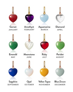 จี้ห้อยคอรูปหัวใจประดับพลอยประจำเดือนเกิด ชุบทอง 18k ทำจากสแตนเลสสตีล สำหรับทำเครื่องประดับ - Product Image 1
