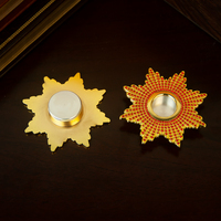 Reliquaire Orthodoxe en Forme d'Étoile HT, Chambre Scellée, Alliage de Zinc Plaqué Or, Article de Rangement de Reliques Liturgiques Religieuses, Contenant de Reliques