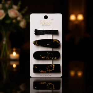 Lonte Fashion <b>Hair</b> Clips Set Black Gold Marbled Women Barrettes Party Occasion Metal <b>Hair</b> <b>Accessories</b> - Product Image 2