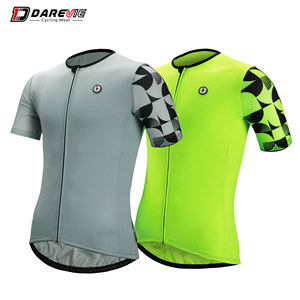 <span class=keywords><strong>Maillot</strong></span> de vélo Darevie Factory personnalisé avec logo géométrique, vert néon et gris - Product Image 1