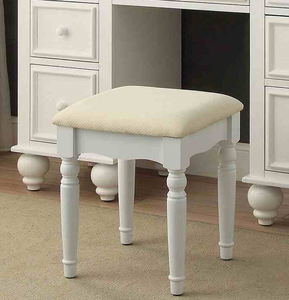 <b>Modern</b> Solid Oak Wood Vanity Set with Stool Storage Drawers 3-Sided Mirror-White Finish for Bedroom - Product Image 3