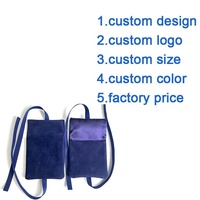 Individuelles Logo Dunkelblaue Wildleder-Samt-Umschlagtasche mit Satinfutter für Schmuck, Geschenke und Aufbewahrung