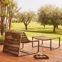 Ensemble de canapés en rotin pour villa extérieure, style nordique moderne, en alliage d'aluminium, avec cordage tressé, mobilier d'extérieur imperméable pour jardin, terrasse, balcon