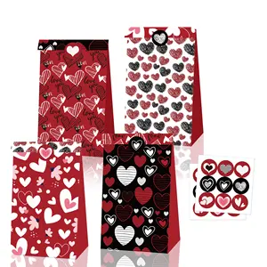 LB263 sevgililer günü partisi iyilik çanta 12 adet aşk kalp şeker çerez kağıt hediye çantası düğün parti malzemeleri için etiket ile