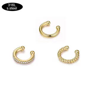 Gaby surgical hoop fake no piercing earring clip on ear cuff non pierced celestial stainless steel jewelry wholesale for women