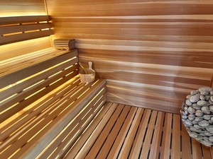 Salle de <span class=keywords><strong>sauna</strong></span> traditionnelle pour la maison, cabine de <span class=keywords><strong>sauna</strong></span> intérieure en bois massif avec porte en verre - Product Image 6