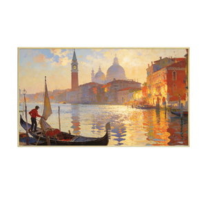 Decorazione per Soggiorno YZOK - Arte Murale con Texture di Strada Cittadina Veneziana - Dipinto a Olio Fatto a Mano - Paesaggio Naturale - Product Image 6