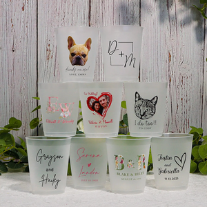 Bicchieri in Plastica Opaca Riutilizzabili Personalizzati Impermeabili Stile Romantico per <span class=keywords><strong>Bomboniere</strong></span> e Feste Nuziali con Logo Personalizzato - Product Image 1