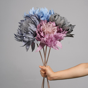 Arreglo Floral Artificial de Flores de Emperador, en Tonos Rosa, Morado, Grisáceo, Azul Claro y Azul Niebla, Pétalos de PVC, Planta Completa, Decoración de Interiores - Product Image 2