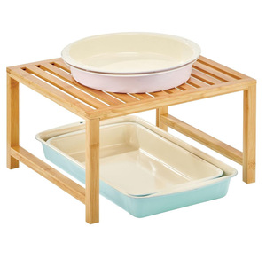 Bamboo Dish <b>Rack</b> With Storage Shelf For Kitchen Countertop Organizing <b>Plates</b> Bowls And Trays - Product Image 1