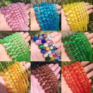 Cuentas de cristal de ojo de gato lisas redondas sueltas de selenita sintética tratada de alta calidad para la fabricación de joyas DIY - Product Image 6