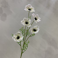 L-431 Vente en gros d'anémones à longues tiges, artificielles, blanches, bordeaux, pour mariage, bouquet de fête, décoration de centre de table de bureau