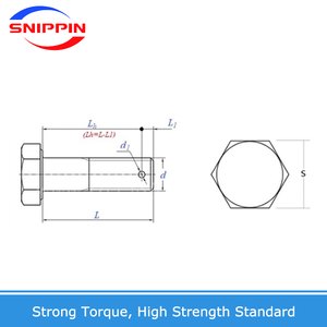 GB31.1 304 Queue en acier inoxydable avec trou <span class=keywords><strong>Vis</strong></span> hexagonale extérieure/Boulon perforé M8 10M - Product Image 5