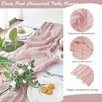 En gros Chemin de table en gaze rose 35x120 pouces, imprimé vintage, style bohème, écologique, 10 pieds de long, semi-transparent, pour mariage