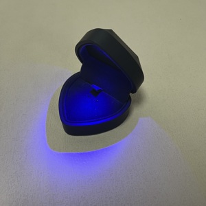 Wholesale Luxury Heart & Square Shape Jewelry Storage Ring Box LED Lights Custom Logo High Gloss Paint Gold Foil Plasti - Product Image 5