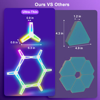Lumières LED hexagonales intelligentes RGBIC, panneau mural modulaire DIY, synchronisation musicale, lumière d'ambiance pour salle de jeu, chambre à coucher, décoration de salon
