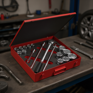 <b>Socket</b> Set 3/4 <b>Inch</b> Drive <b>12</b> Piece Metric Chrome Vanadium Steel Tool Kit For Automotive Repair - Product Image 3