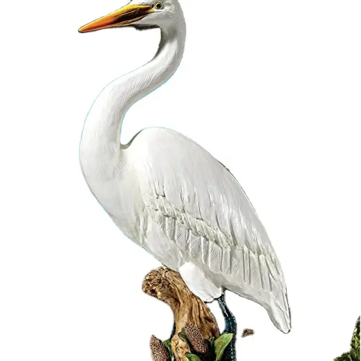 Custom Noble Great Egret Sculpture Of Synthetic Resin Animal Statue Craft For Outdoor Garden Decorative Ornaments