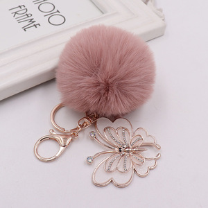 Élégant porte-clés <span class=keywords><strong>papillon</strong></span> en strass de cristal avec pompon duveteux, en métal or rose, pour <span class=keywords><strong>sac</strong></span> à main tendance - Product Image 5