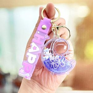 Creative Cartoon Purple Liquid Keychain Bag Charm Car Keyrings Floating Bottle Quicksand Purple Acrylic <b>Keyring</b> Pendants - Product Image 5