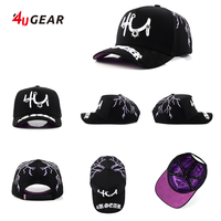 Casquettes de baseball 4UGEAR noires à 5 panneaux avec logo brodé personnalisé, casquettes de sport 4U pour hommes