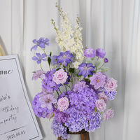 Fleur artificielle en soie violette, arrangement romantique de haut niveau pour mariage, décoration de la maison, décoration de plafond