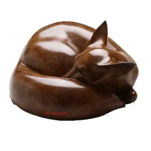 Indoor Garden High Quality Metal Cast Dog Statue Bronze Sleeping Cat Animal Sculpture