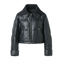 Manteau en cuir pour femmes Jancoco personnalisé chaud hiver doudoune d'oie bourgogne veste
