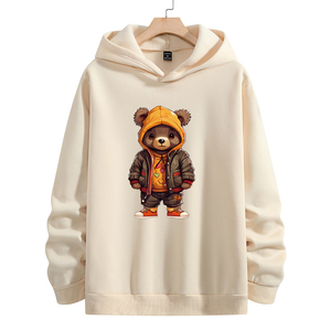 Autunno alta qualità fabbrica personalizzato il tuo Logo stampa Plain Pullover <span class=keywords><strong>felpa</strong></span> da uomo <span class=keywords><strong>con</strong></span> cappuccio orso stampa ODM tessuto fornitura - Product Image 2