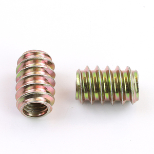 Inserts filetés M6 en acier au carbone plaqué zinc jaune pour meubles, inserts traversants pour bois - Product Image 3