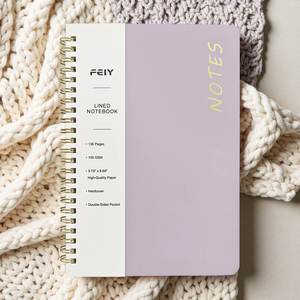 Carnet d'étudiant A5 personnalisable avec logo, série couleurs claires, ligné, couverture rigide, pour notes et journal intime - Product Image 4