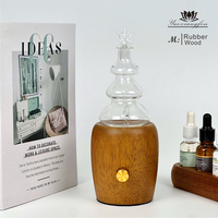 Diffuseur d'huiles essentielles en bois de couleur originale en bois de caoutchouc RX-370h et lumières LED de 7 couleurs pour la maison-le bureau-SPA