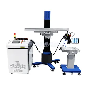 Mesin las serat optik 1500W 2000W, cetakan lengan derek mesin solder laser besi untuk pengelasan cetakan besar