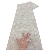 Tissus en dentelle à paillettes NI.AI élégants, tissus en dentelle à paillettes 3D de luxe, tissus en dentelle à paillettes papillon