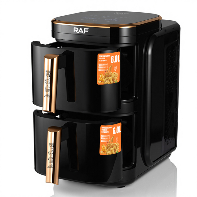 RAF R.5396 Double Layer Stack air Fryer 6+6L Electric Without Oil Smart Double air Fryer Digital With Dual Basket