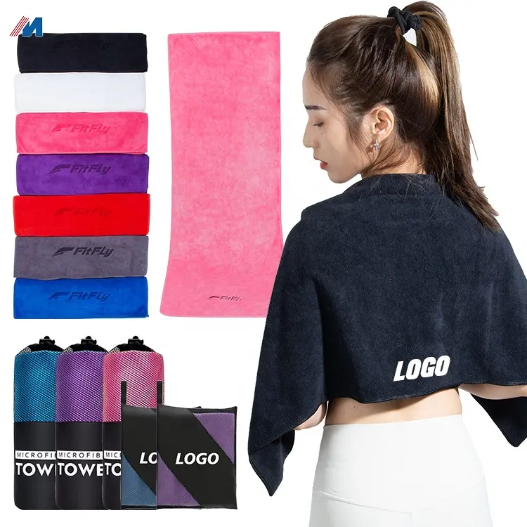 Wholesale anti bacterial eco-friendly sport sweat towels with logo custom gym microfiber sports towels