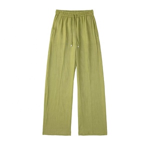 Eco Friendly <span class=keywords><strong>misto</strong></span> <span class=keywords><strong>lino</strong></span> 2 pezzi primavera estate camicia a maniche lunghe <span class=keywords><strong>pantaloni</strong></span> larghi dritti da donna abiti Casual pigiami da salotto - Product Image 6