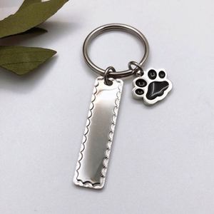 Llavero en blanco para huellas de pata, personalizable DIY, de acero inoxidable, con forma de casa, corazón o rectángulo, tipo placa de identificación para perro, para grabar logotipo - Product Image 5