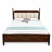 Ensemble de meubles de chambre à coucher personnalisable en chêne massif blanc crème, rembourré en cuir écologique, fabrication haut de gamme